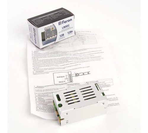 Трансформатор электронный для светодиодной ленты 12W 12V (драйвер), LB002  48005  FERON