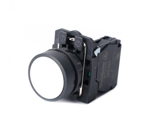 Кнопка SB5 в сборе модульная 22мм белая с возвратом пластик 1НО  SB5AA11  SE