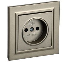 BRITE Розетка без заземления без шторок10А в сборе РСР10-1-0-БрШ шампань  BR-R10-10-K37-F  IEK