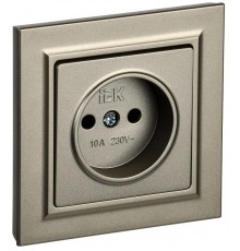 BRITE Розетка без заземления без шторок10А в сборе РСР10-1-0-БрШ шампань  BR-R10-10-K37-F  IEK