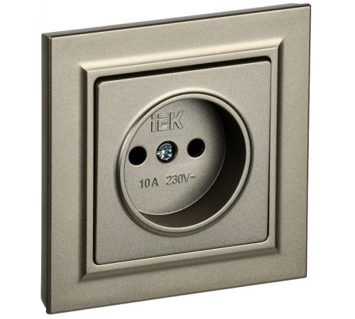 BRITE Розетка без заземления без шторок10А в сборе РСР10-1-0-БрШ шампань  BR-R10-10-K37-F  IEK