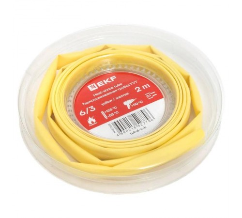 Термоусаживаемая трубка ТУТ нг 6/3 желтая ролик 2 м tut-6-y-bEKF