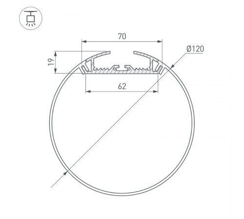 Профиль с экраном SL-ROUND-D120-2500 ANOD+OPAL  020475  Arlight