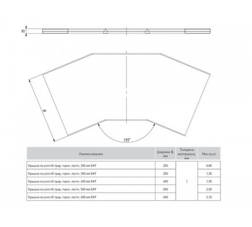 Крышка на угол 45 град. горизонтальный для лестничнго лотка 400мм  kglt45400  EKF