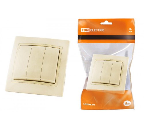 Выключатель 3 кл. 10А сл. кость "Таймыр"  SQ1814-0103  TDM