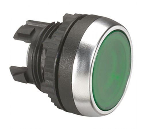 Головка с пружинным возвратом  22,3 - Osmoz - для комплектации - с подсветкой - с потайным толкателем- зеленый  024002  Legrand