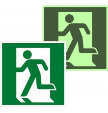 Знак эвакуационный E 01-01 "Выход здесь" (левосторонний) 200х200 мм  zn-e-01-01-f  EKF