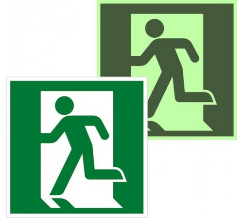 Знак эвакуационный E 01-01 "Выход здесь" (левосторонний) 200х200 мм  zn-e-01-01-f  EKF