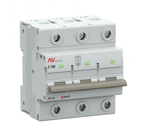 Выключатель автоматический AV-125 3P 100A (C) 10kA  AVERES mcb125-3-100C-av EKF