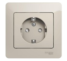 Glossa Молочный Розетка с заземлением со шторками (в сборе)  GSL000944  SE