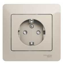 Glossa Молочный Розетка с заземлением со шторками (в сборе)  GSL000944  SE