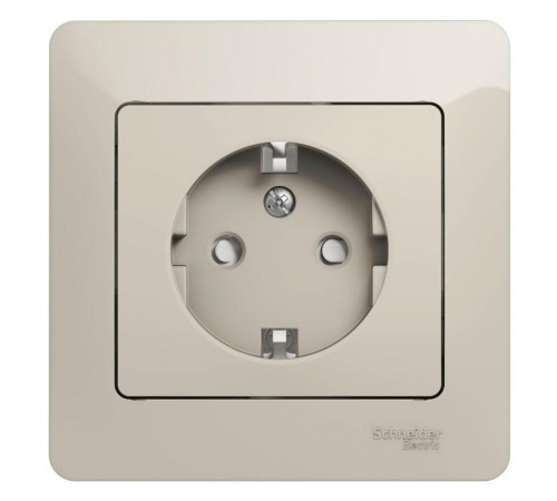 Glossa Молочный Розетка с заземлением со шторками (в сборе)  GSL000944  SE