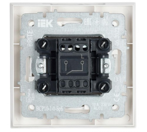 BRITE Выключатель 1-клавишный 10А в сборе ВСР10-1-0-БрБ белый  BR-V10-0-10-K01-F  IEK