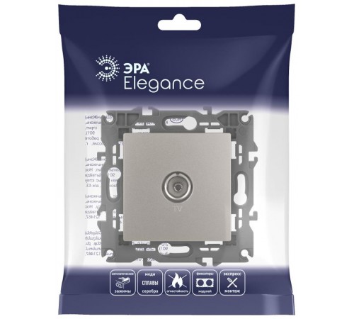 Розетка Elegance 14-3101-16 TV одиночная, титан  Б0065760  ЭРА