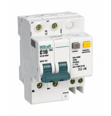 Выключатель автоматический дифференциального тока со встроенной защитой от сверхтоков ДИФ-101 2P 10A 30мА AC C + OV  15147DEK  DEKraft