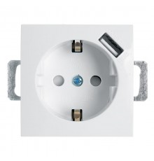 PST16-9111-01 Розетка 1-местная с/з (механизм), 250В, 16А, с USB 1А, серия Эрна, белый  39318  STEKKER