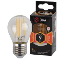 Лампа светодиодная F-LED P45-9w-827-E27 (филамент, шар, 9Вт, тепл, E27)  Б0047023  ЭРА