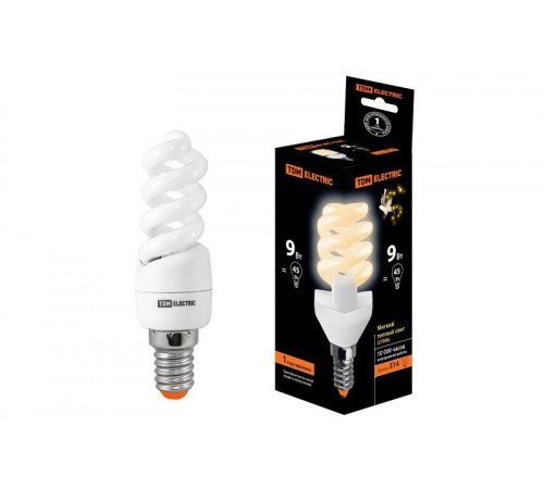 Лампа энергосберегающая КЛЛ  9Вт E14 827 cпираль FSТ2 32х99мм  SQ0323-0052  TDM