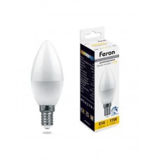 Лампа светодиодная диммируемая, (11W) 230V E14 2700K С37, LB-771  51055  FERON