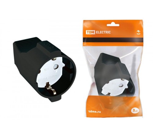 Кабельная розетка 2П+3 16А 250B черная   SQ1806-0032  TDM