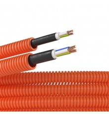 Труба гибкая гофрированная ПНД 16мм с кабелем 3*1,5ВВГнгLS РЭК "ГОСТ+" (25м) оранжевый  7L91625  DKC