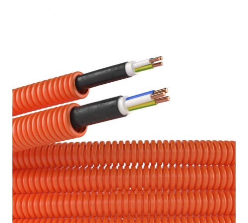 Труба гибкая гофрированная ПНД 16мм с кабелем 3*1,5ВВГнгLS РЭК "ГОСТ+" (25м) оранжевый  7L91625  DKC