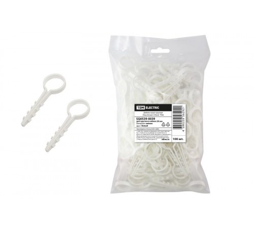 Дюбель-хомут круглый 20мм белый (100шт)  SQ0539-0039  TDM