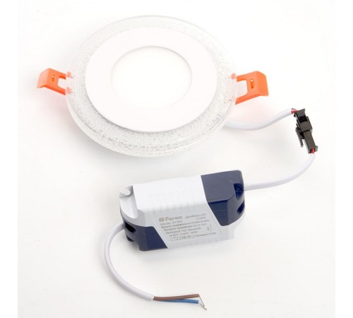 Светильник светодиодный встраиваемый круг AL2330, 6W, 480 Lm, 4000К и подсветка 4000К, белый  29584  FERON