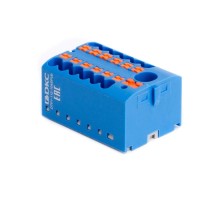 Блок распределительный, зажим push-in, 1 ввод 6 кв.мм, 12 точек подключения 2,5 кв.мм, синий  DTP1-112-104SPUB  DKC
