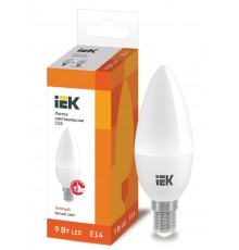 Лампа светодиодная LED 9Вт 230В 3000К E14 свеча  LLE-C35-9-230-30-E14  IEK