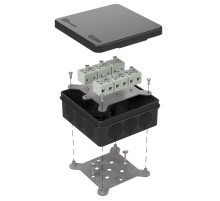 Коробка огнестойкая для о/п двухкомпонентная 60-0303-9005-FR6.0-12 Е15-Е120 100х100х40 IP66  12p, 6.0 мм.кв. черная 60-0303-9005-FR6.0-12  Промрукав