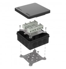 Коробка огнестойкая для о/п двухкомпонентная 60-0303-9005-FR6.0-12 Е15-Е120 100х100х40 IP66  12p, 6.0 мм.кв. черная 60-0303-9005-FR6.0-12  Промрукав