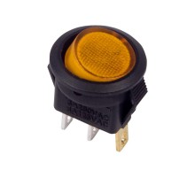 Выключатель клавишный круглый 250V 3А (3с) ON-OFF желтый с подсветкой Micro  36-2532  REXANT