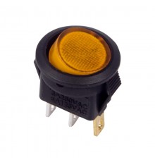 Выключатель клавишный круглый 250V 3А (3с) ON-OFF желтый с подсветкой Micro  36-2532  REXANT