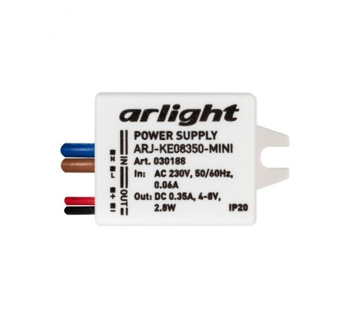 Блок питания ARJ-KE08350-MINI (2.8W, 350mA) (Arlight, IP20 Пластик, 5 лет)  030188  Arlight