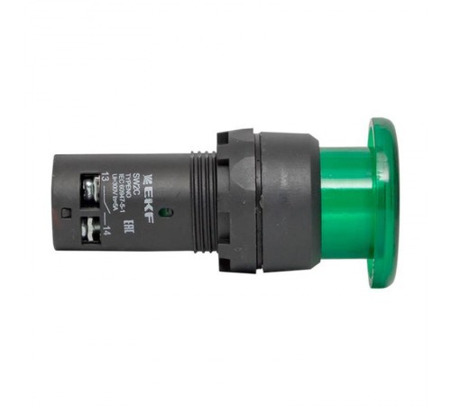 Кнопка SW2C-MD "грибок" зеленая с подсветкой NO+NC 24В EKF PROxima  sw2c-md-gg-24  EKF