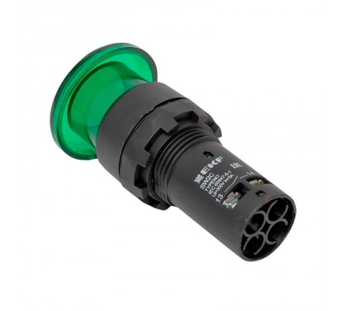 Кнопка SW2C-MD "грибок" зеленая с подсветкой NO+NC 24В EKF PROxima  sw2c-md-gg-24  EKF