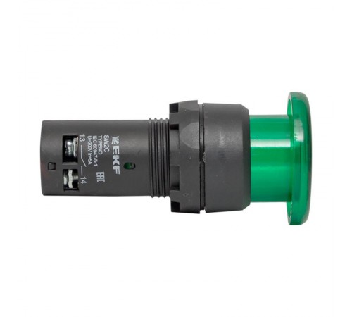 Кнопка SW2C-MD "грибок" зеленая с подсветкой NO+NC 24В EKF PROxima  sw2c-md-gg-24  EKF