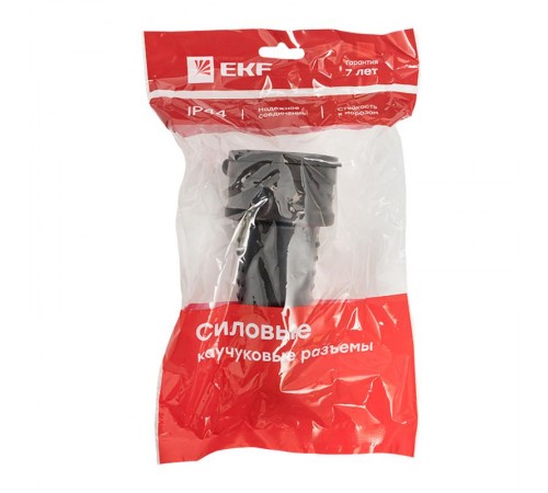 Розетка переносная с защитной крышкой каучуковая 380В 3P+PE 32A IP44 EKF PROximaRPS-022-32-380-44EKF