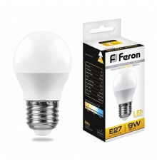 Лампа светодиодная LB-550 (9W) 230V E27 2700K G45  25804  FERON