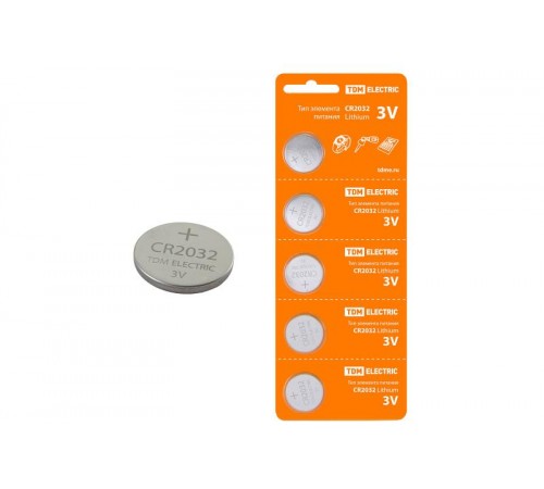 Элемент питания CR2032 Lithium 3V BP-5  SQ1702-0029  TDM