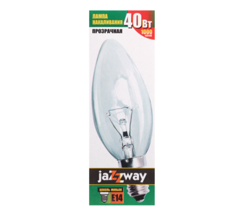 Лампа накаливания ЛОН 40Вт E14 240В B35 clear  3320539  Jazzway