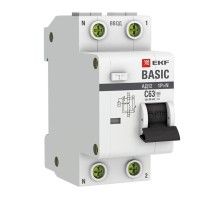 Выключатель автоматический дифференциального тока 1P+N 63А 30мА тип АС характеристика C электронный 4,5кА АД-12 EKF Basic  DA12-63-30-bas  EKF
