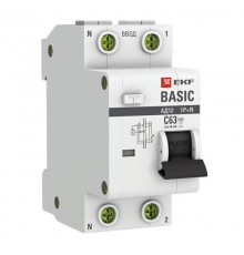 Выключатель автоматический дифференциального тока 1P+N 63А 30мА тип АС характеристика C электронный 4,5кА АД-12 EKF Basic  DA12-63-30-bas  EKF