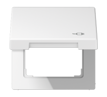 Рамка с подпружиненной крышкой для механизмов 50*50, с символом "Вилка" LS990BFKLSOCWW Jung