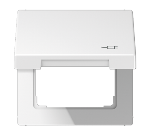 Рамка с подпружиненной крышкой для механизмов 50*50, с символом "Вилка" LS990BFKLSOCWW Jung