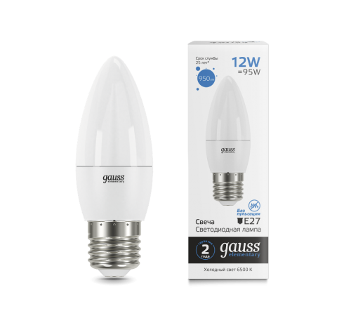 Лампа светодиодная Elementary Свеча 12W 950lm 6500K E27 LED 1/10/100  30232  Gauss