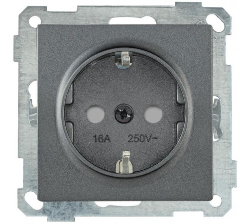 BOLERO антрацит Розетка с/з со шторками 16А РС14-1-0-Б  ERB14-K95-16  IEK