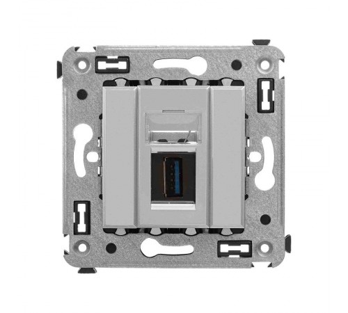 USB 3.0 розетка одинарная в стену, тип А-А, "Avanti", "Закаленная сталь"  4404303  DKC
