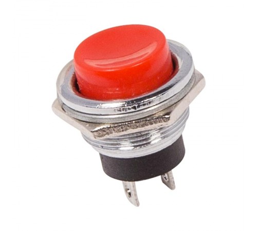 Выключатель-кнопка металл 250V 2А (2с) (ON)-OFF 16.2 красная  36-3351  REXANT